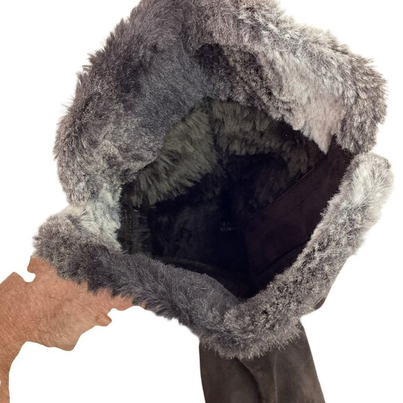 Stuart Weitzman Suede Mid-Calf Tassel Womens 10.5M Boots Zip Faux Fur Brown - Picture 10 of 14